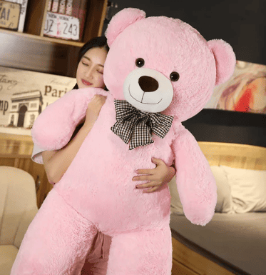 Big teddy bear with bow - big and soft plush