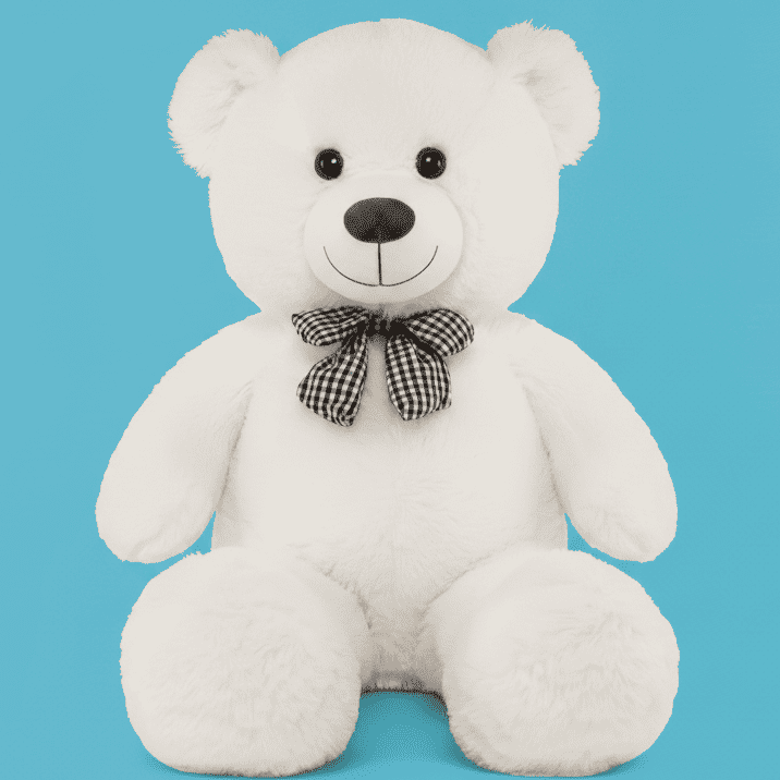 Big teddy bear with bow - big and soft plush