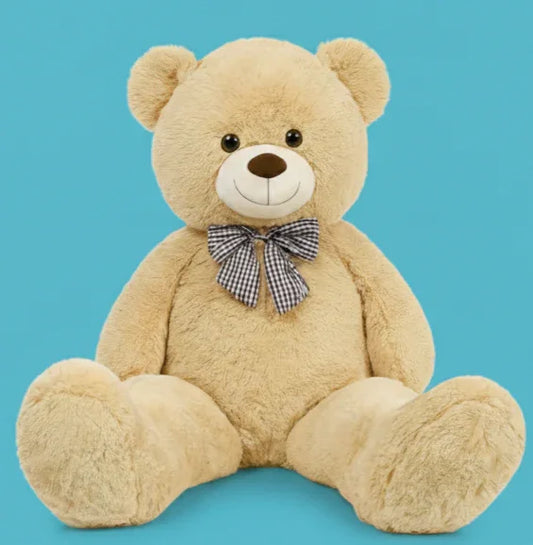 Big teddy bear with bow - big and soft plush