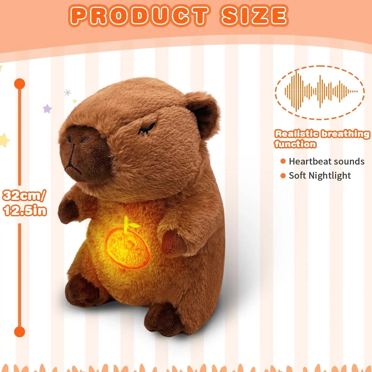 Soothing Capybara Plush – Light & Sound Toy for Babies