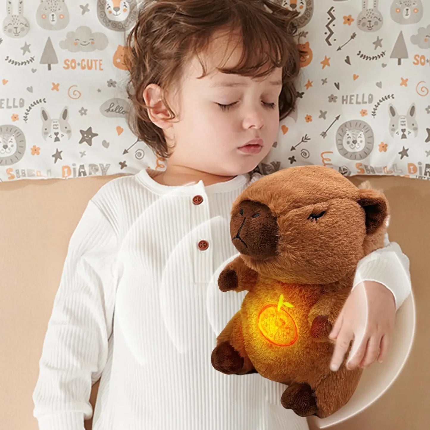 Soothing Capybara Plush – Light & Sound Toy for Babies