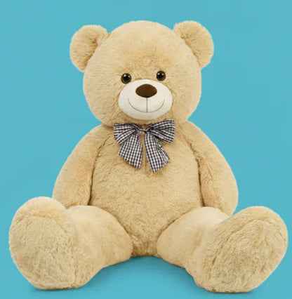 Big teddy bear with bow - big and soft plush